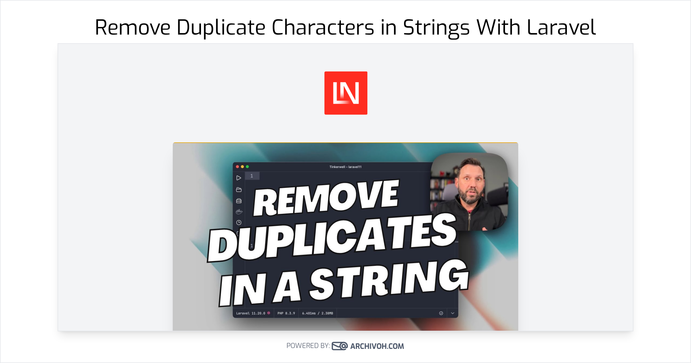 Remove Duplicate Characters in Strings With Laravel