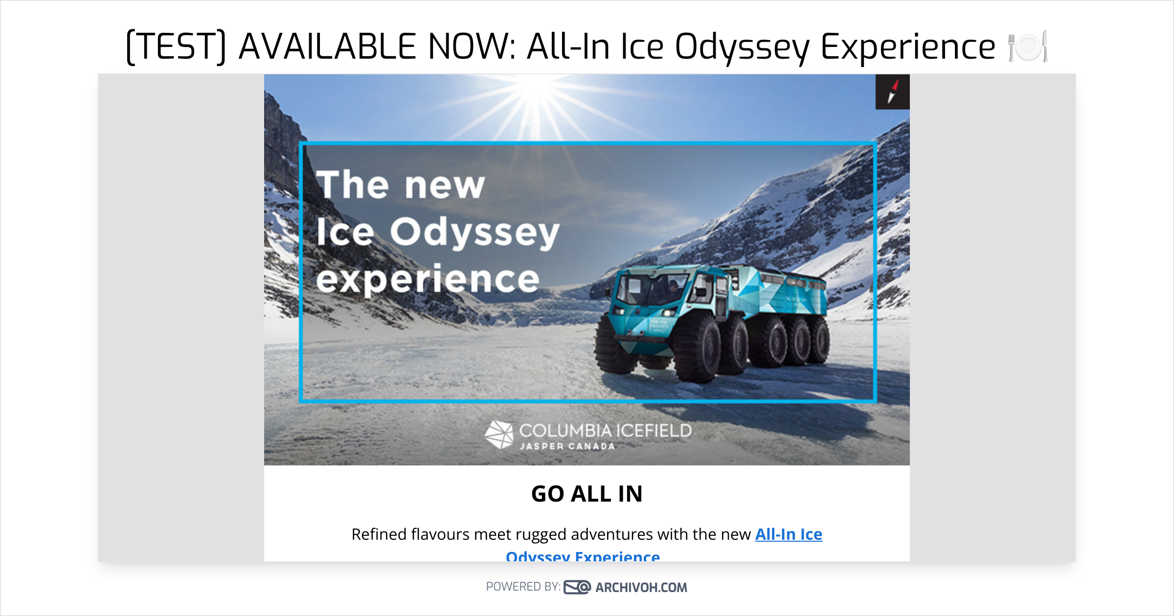 [TEST] AVAILABLE NOW: All-In Ice Odyssey Experience 🍽️